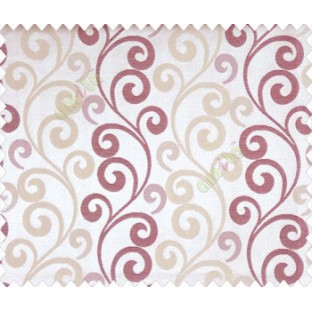 Large scroll continuous design purple beige peach shiny base main curtain